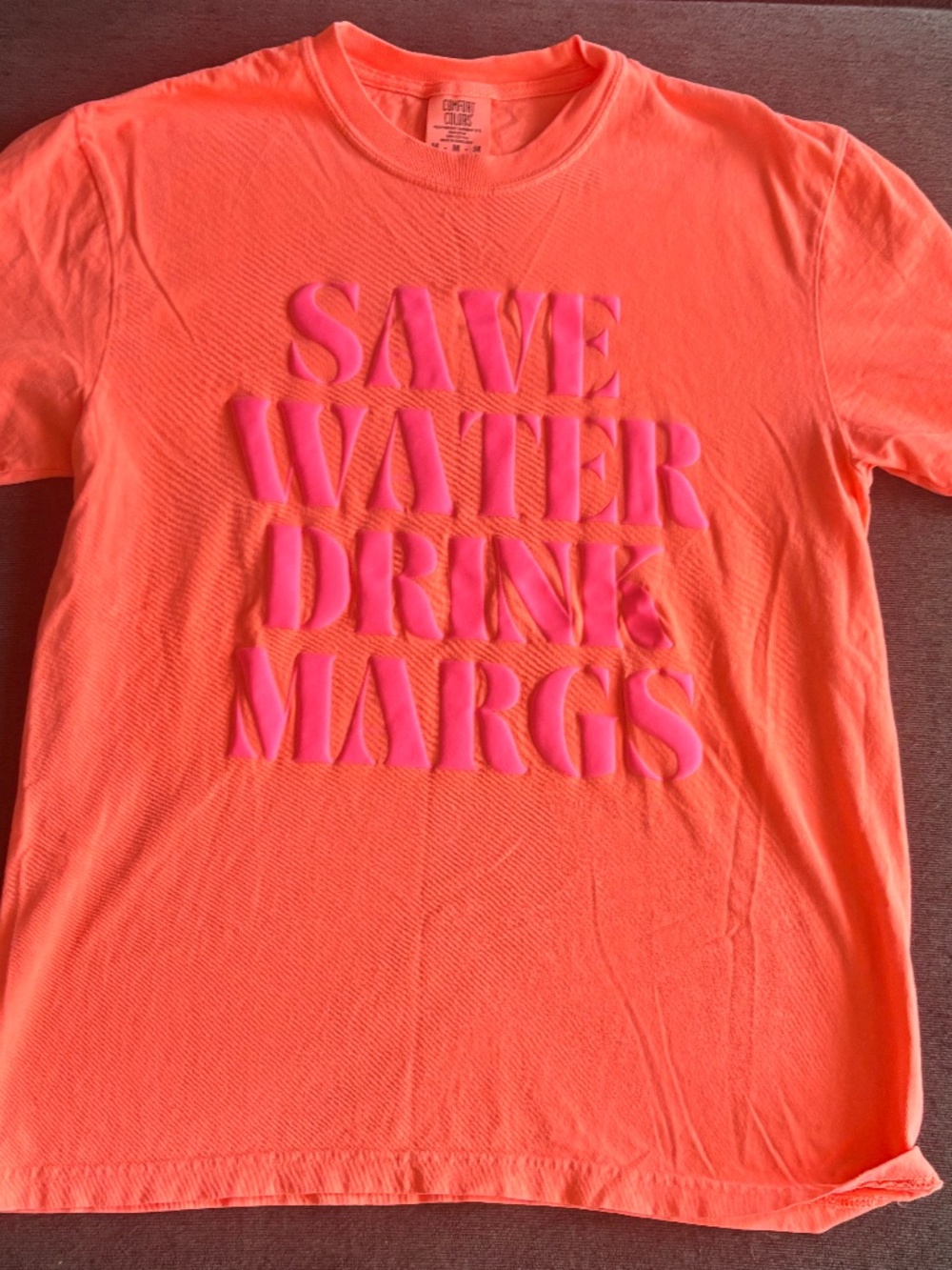 Save Water Drink Margs Neon Coral Graphic Tee Women’s S-3XL Boutique NWT